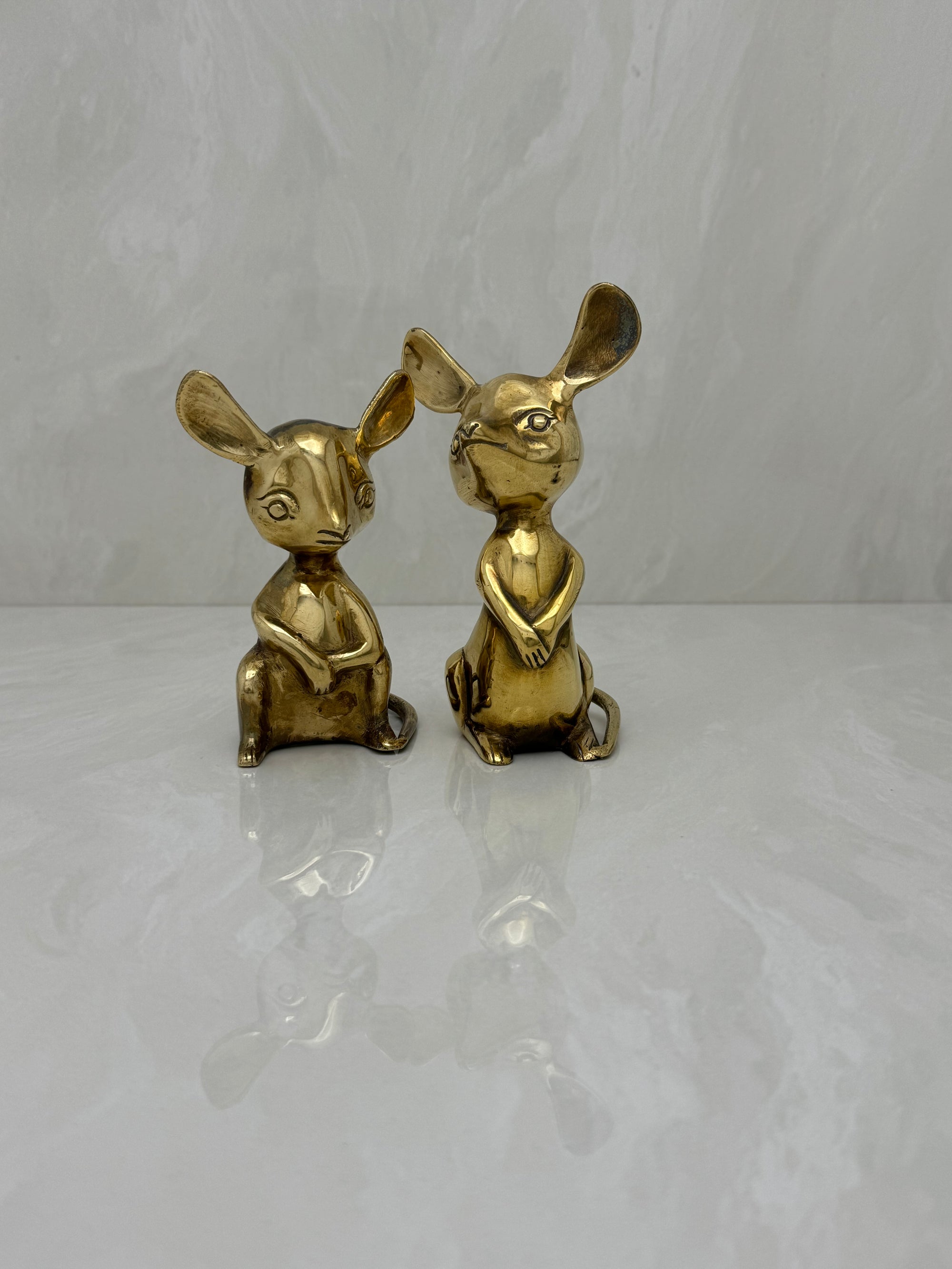 Vintage Brass Mice-A Pair