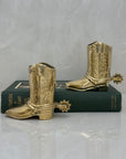 Small Vintage Brass Cowboy Boot Vases-A Pair