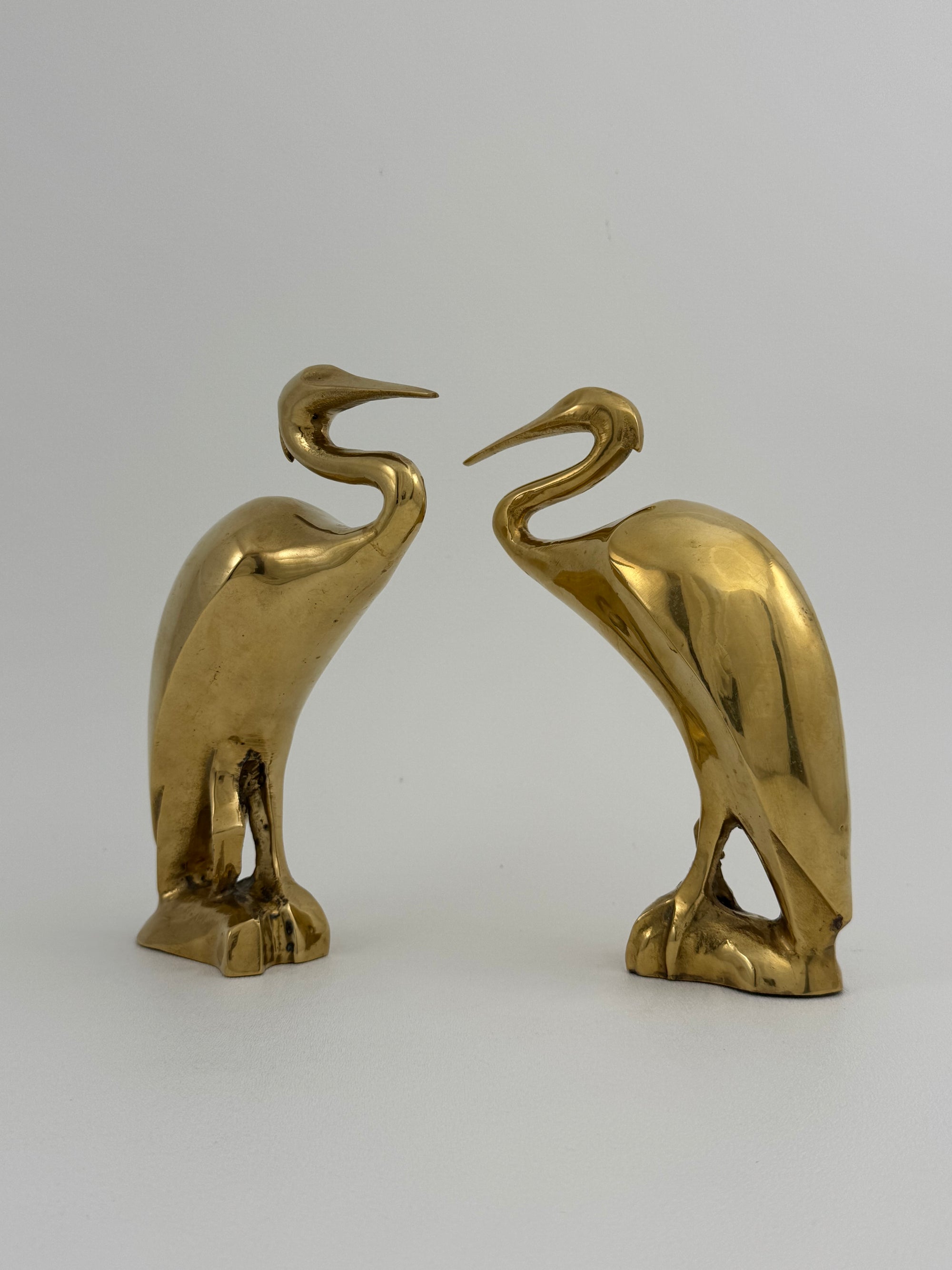 Vintage Brass Heron Birds-A Pair