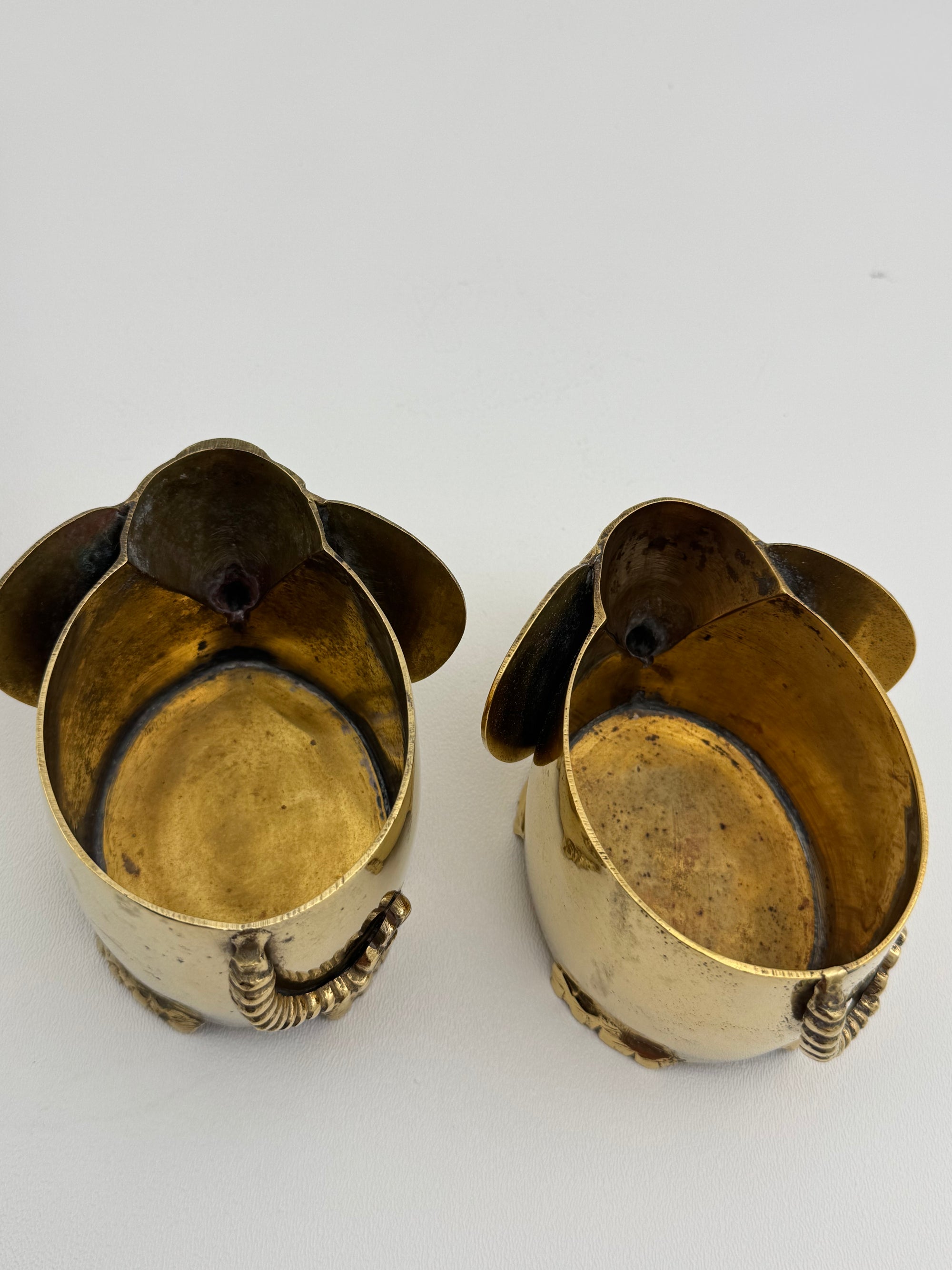 Vintage Brass Elephant Cachepots- A Pair