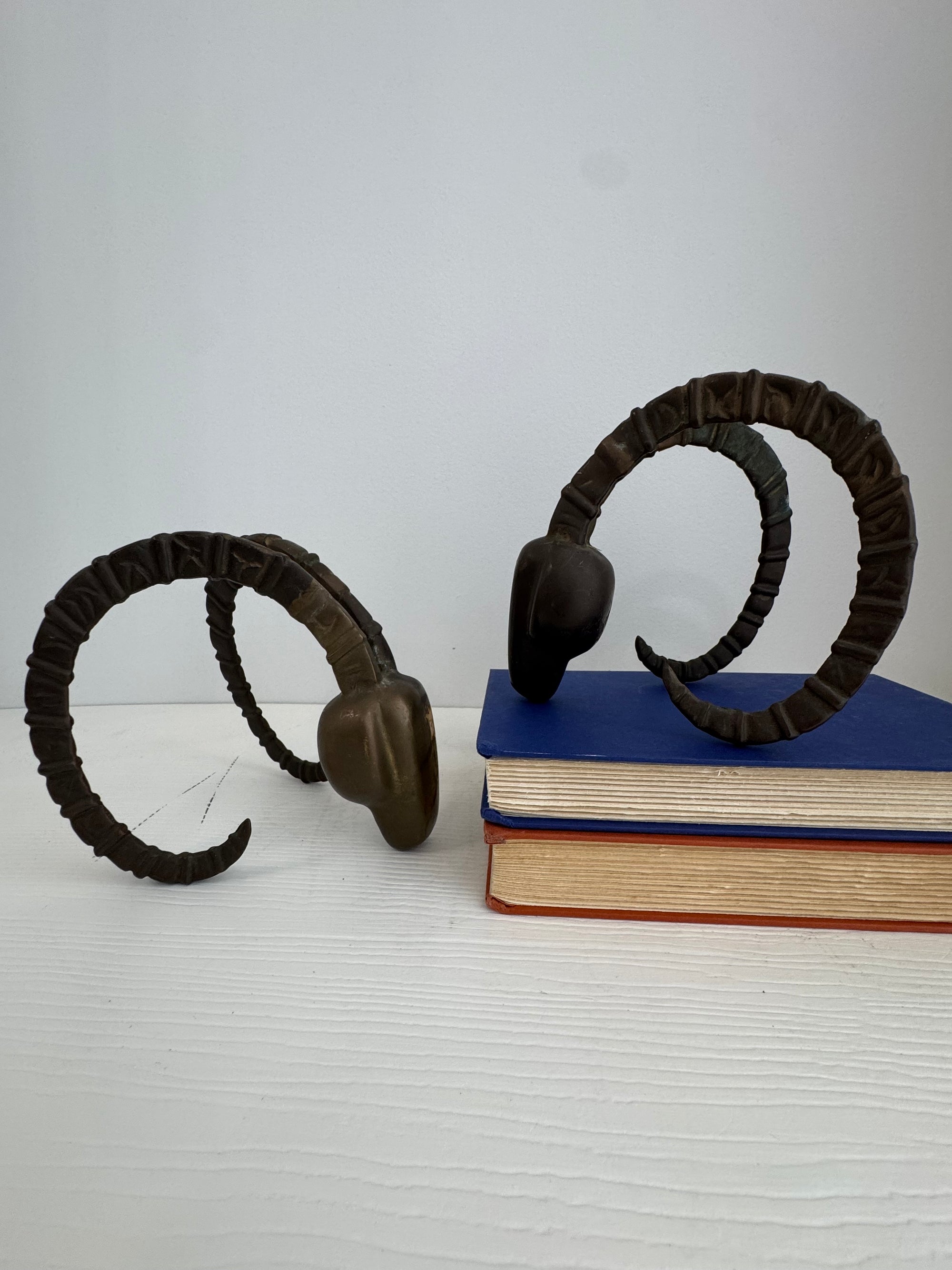 Vintage 1981 Dolbi Cashier Ram Horn Sculptures