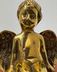 Vintage Polished Brass Cherub Angels — Set of Two Mid-Century Figurines