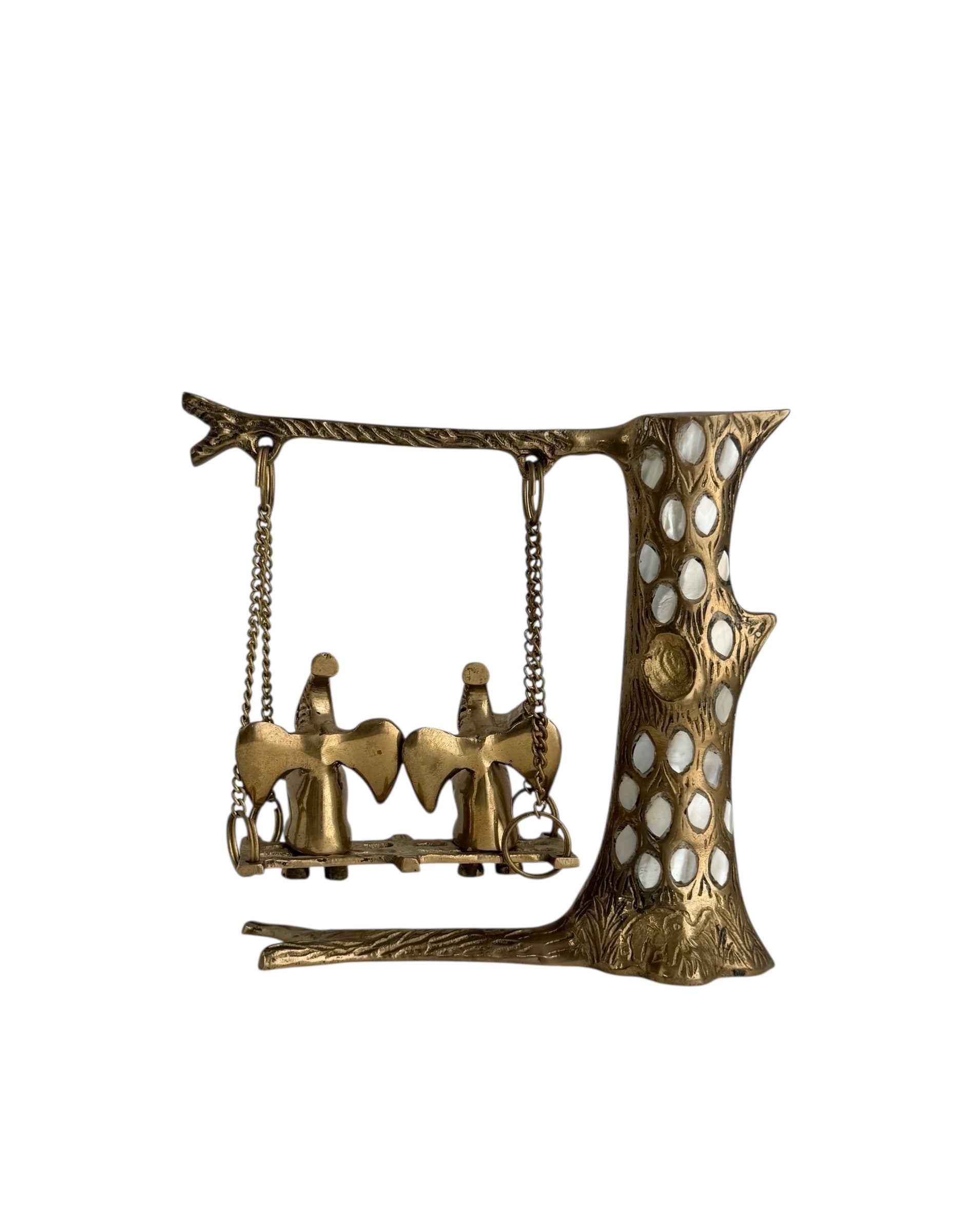 Vintage Brass &amp; Mother of Pearl Elephant Swing