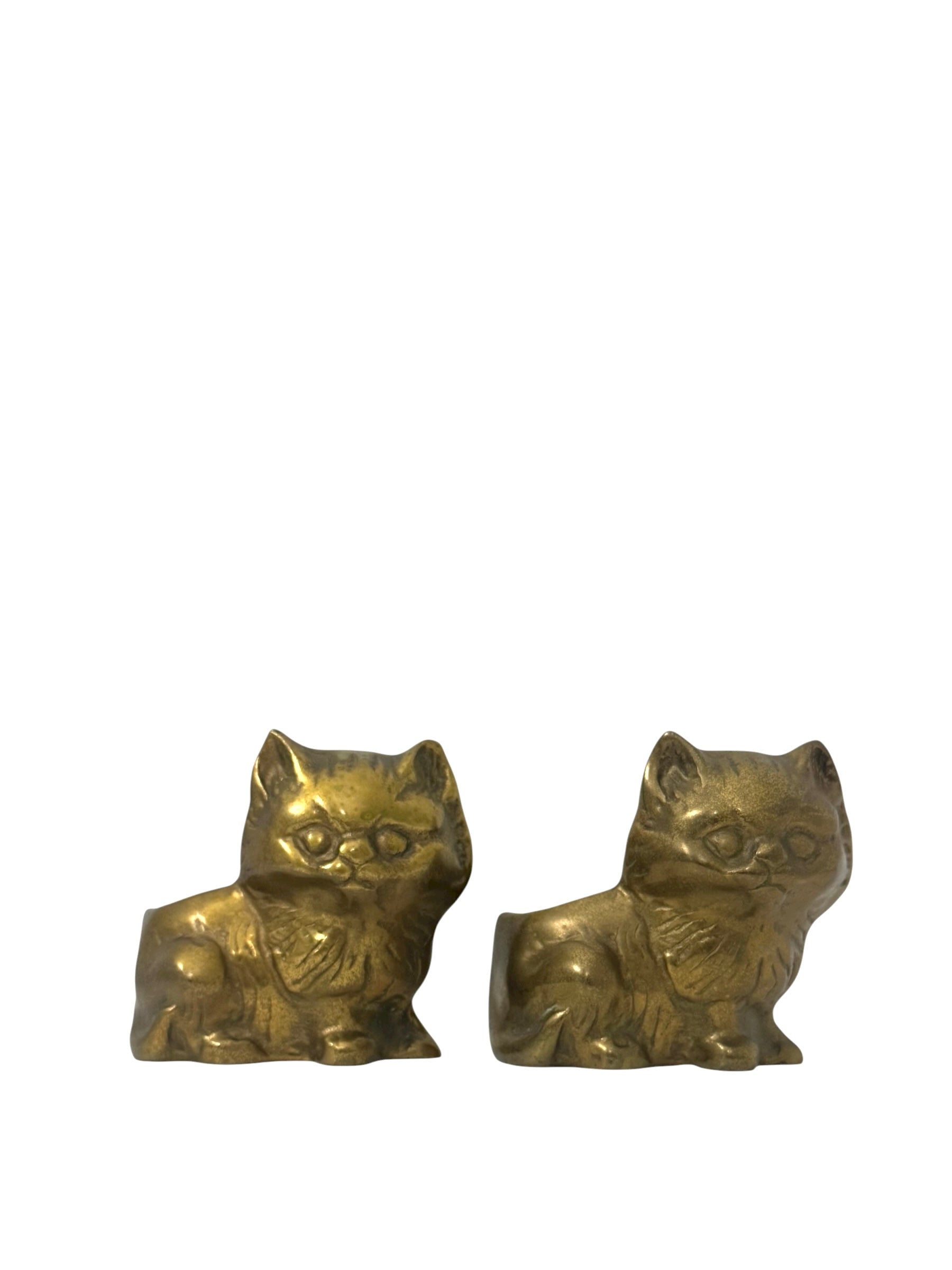 Vintage Brass Cat Planter Pair