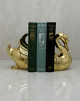 Vintage Brass Swan Bookends- A Pair