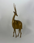 Dolbi Cashier Style Brass Gazelle Sculpture – 19” Tall Mid Century Modern Antelope – Statement Safari Decor