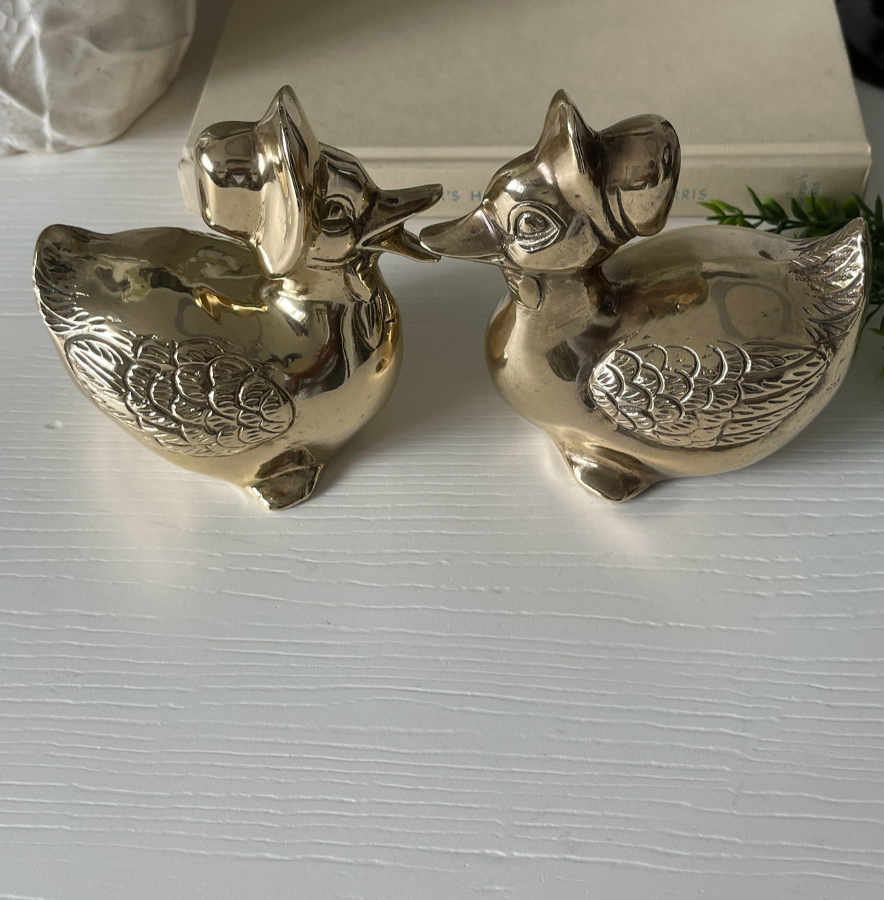 Vintage Brass Mother Goose and Papa Goose