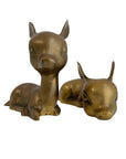 Vintage Brass Resting Deer Pair