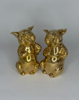 Pair of Vintage Brass Laughing Pig Figurines