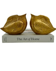 Vintage Brass Etched Bird Vases/Stash Pot/Small Planters – Set of 2