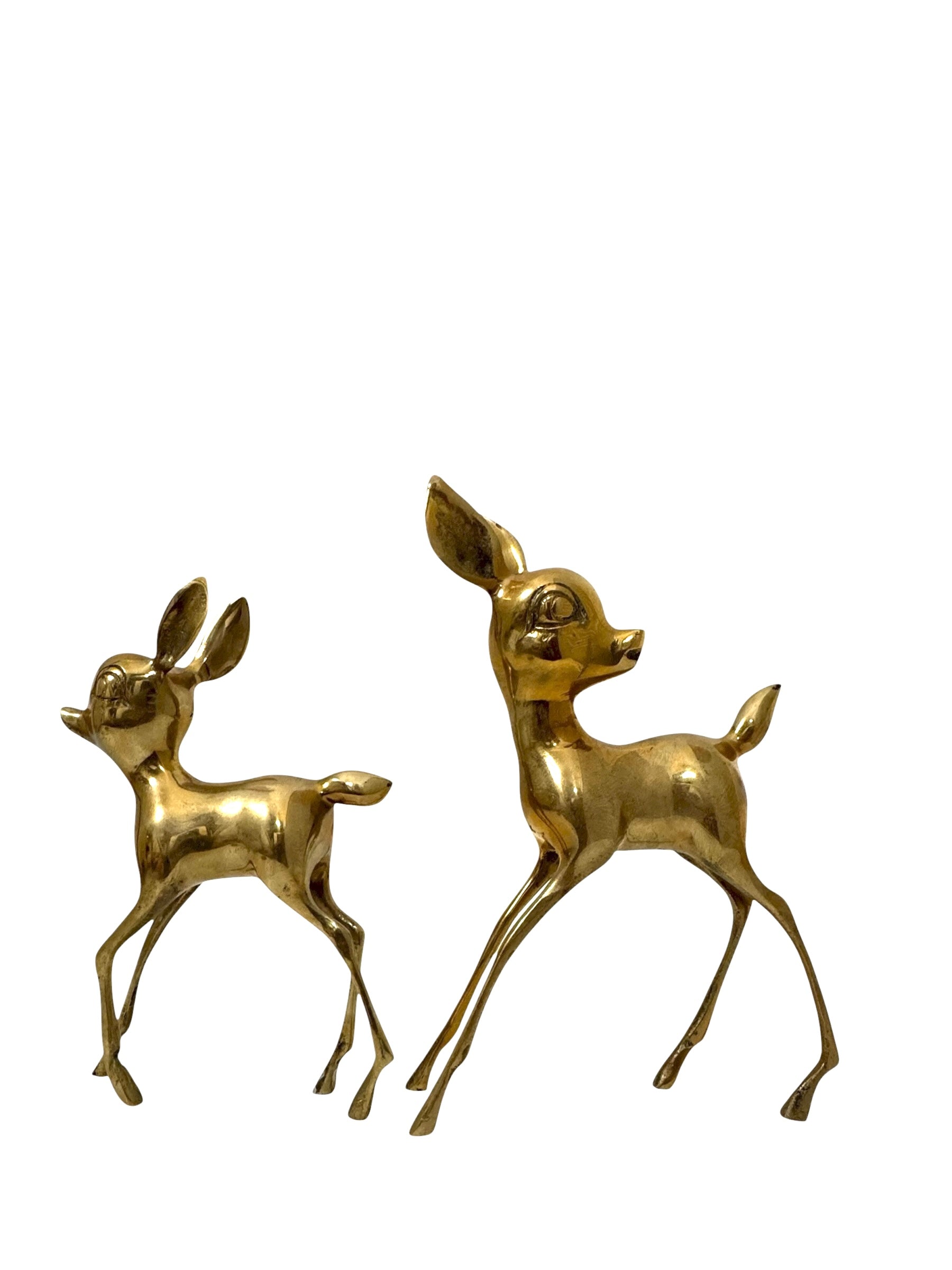 Vintage Brass Deer Pair – Mid-Century Modern Fawns | Hollywood Regency Woodland Figurines