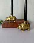 Vintage Brass Pig Candlestick Holders-A Pair by Fritz Brass