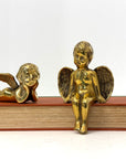 Vintage Polished Brass Cherub Angels — Set of Two Mid-Century Figurines