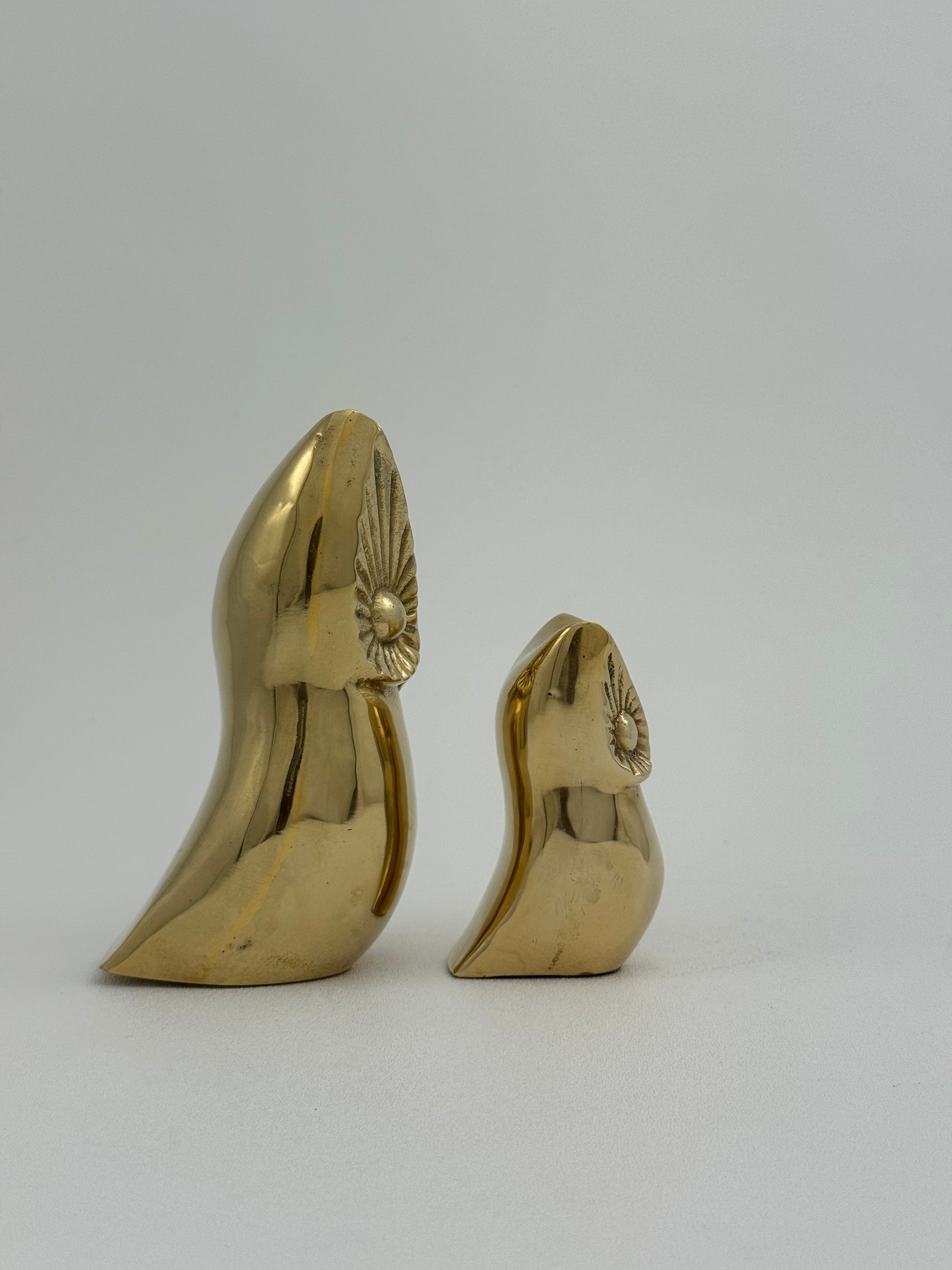 Vintage Brass Owl and Owlet-Pair