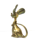 Grand Vintage Mid-Century Modern Brass Mouse Sculpture — Oversized Whimsical Art Accent