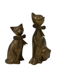 Vintage Brass Cat Figurines with Bows – Pair