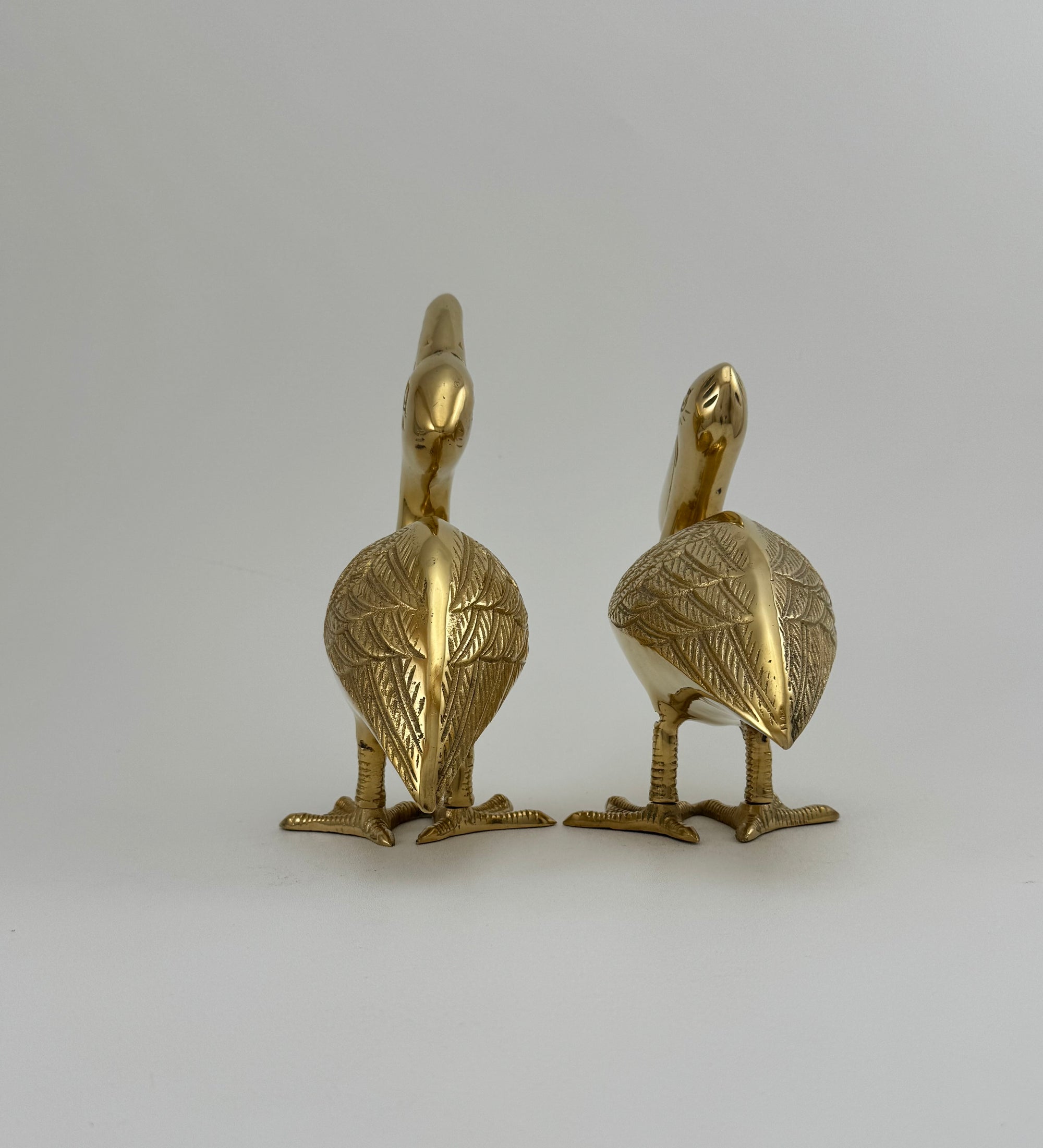 A Large Pair of Vintage Brass Pelicans-MCM