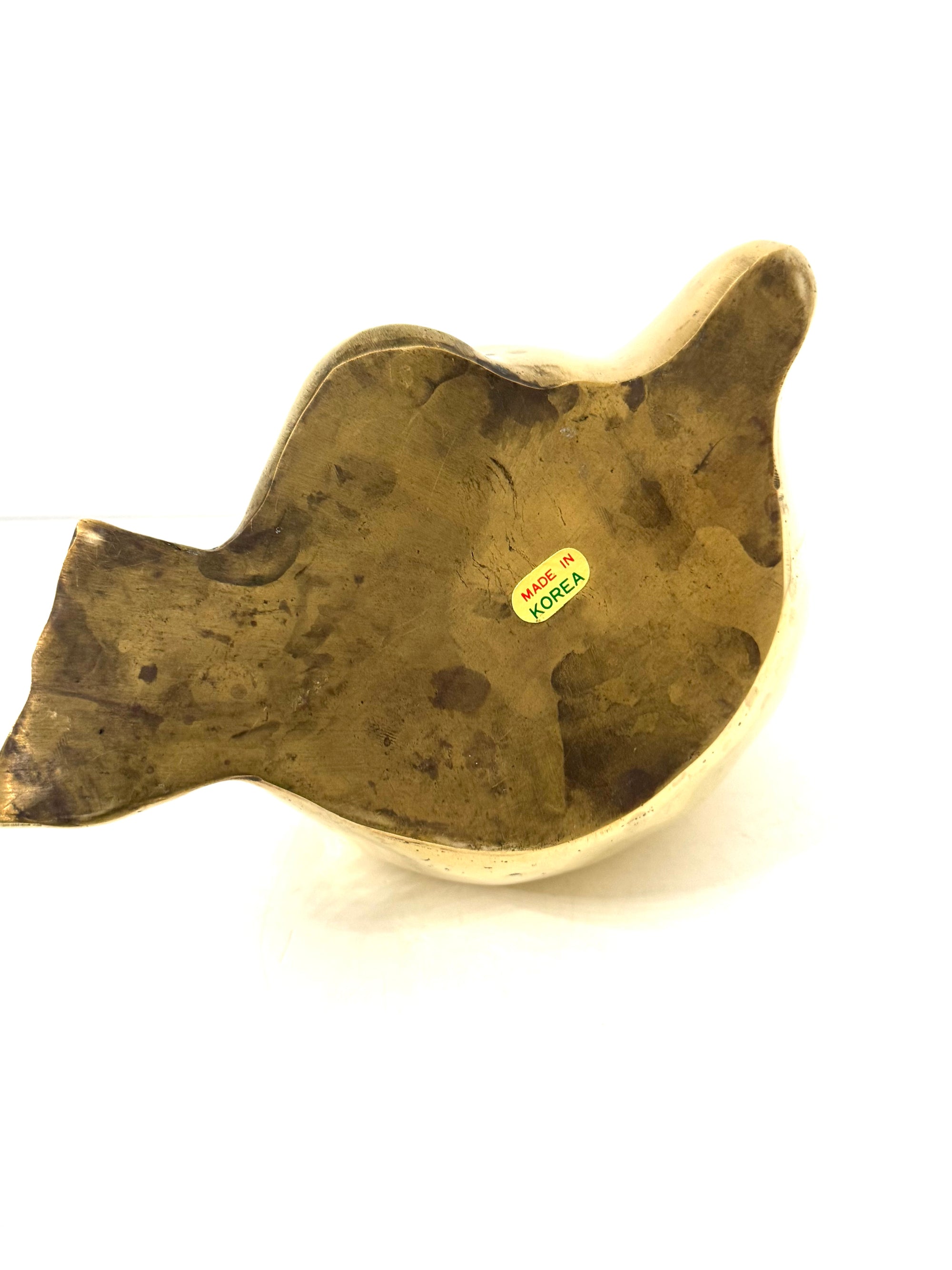 Vintage Polished Unlacquered Brass Relaxed Frog Sculpture Over 3 Pounds- Made in Korea