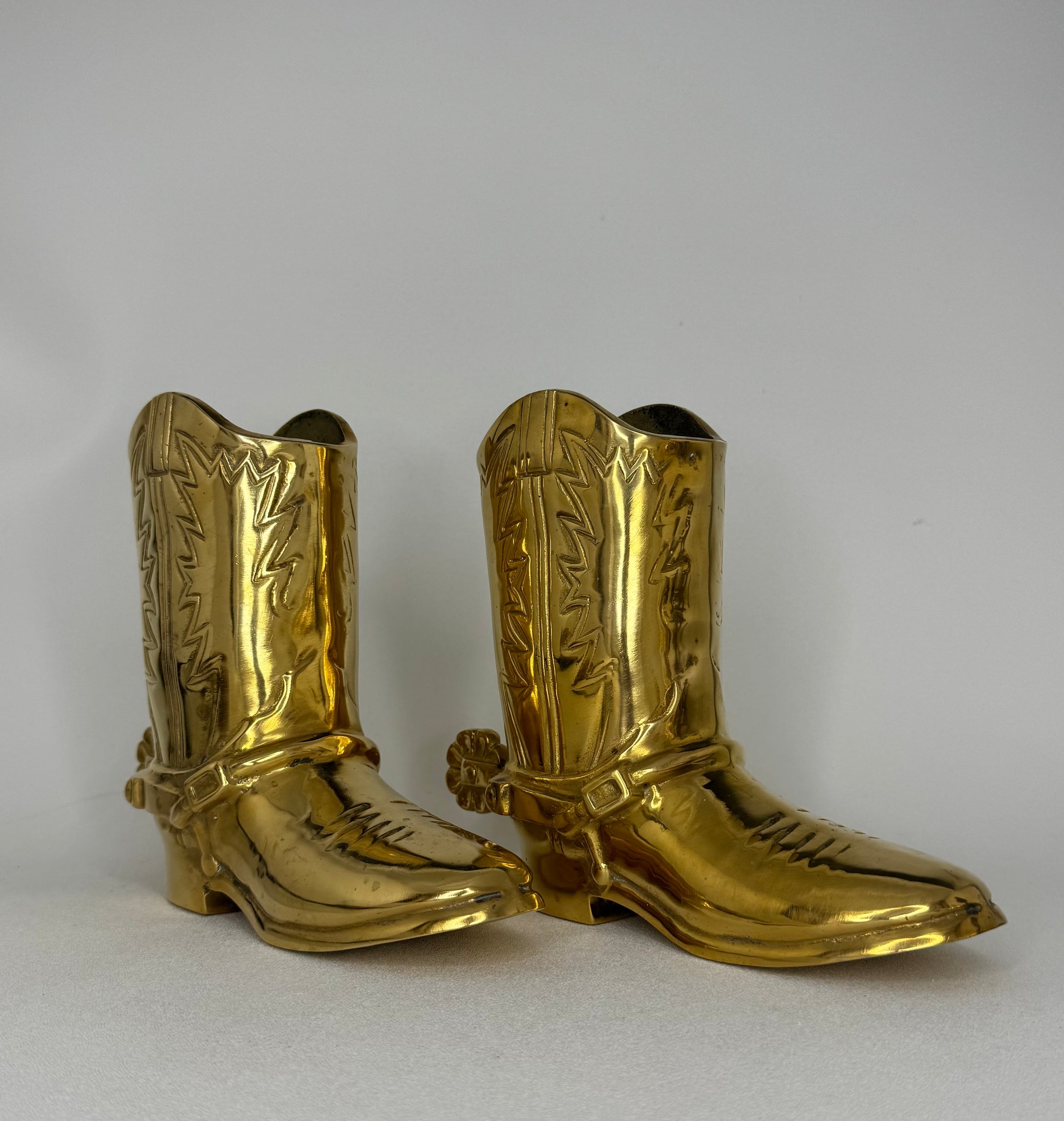 Vintage Brass Cowboy Boots