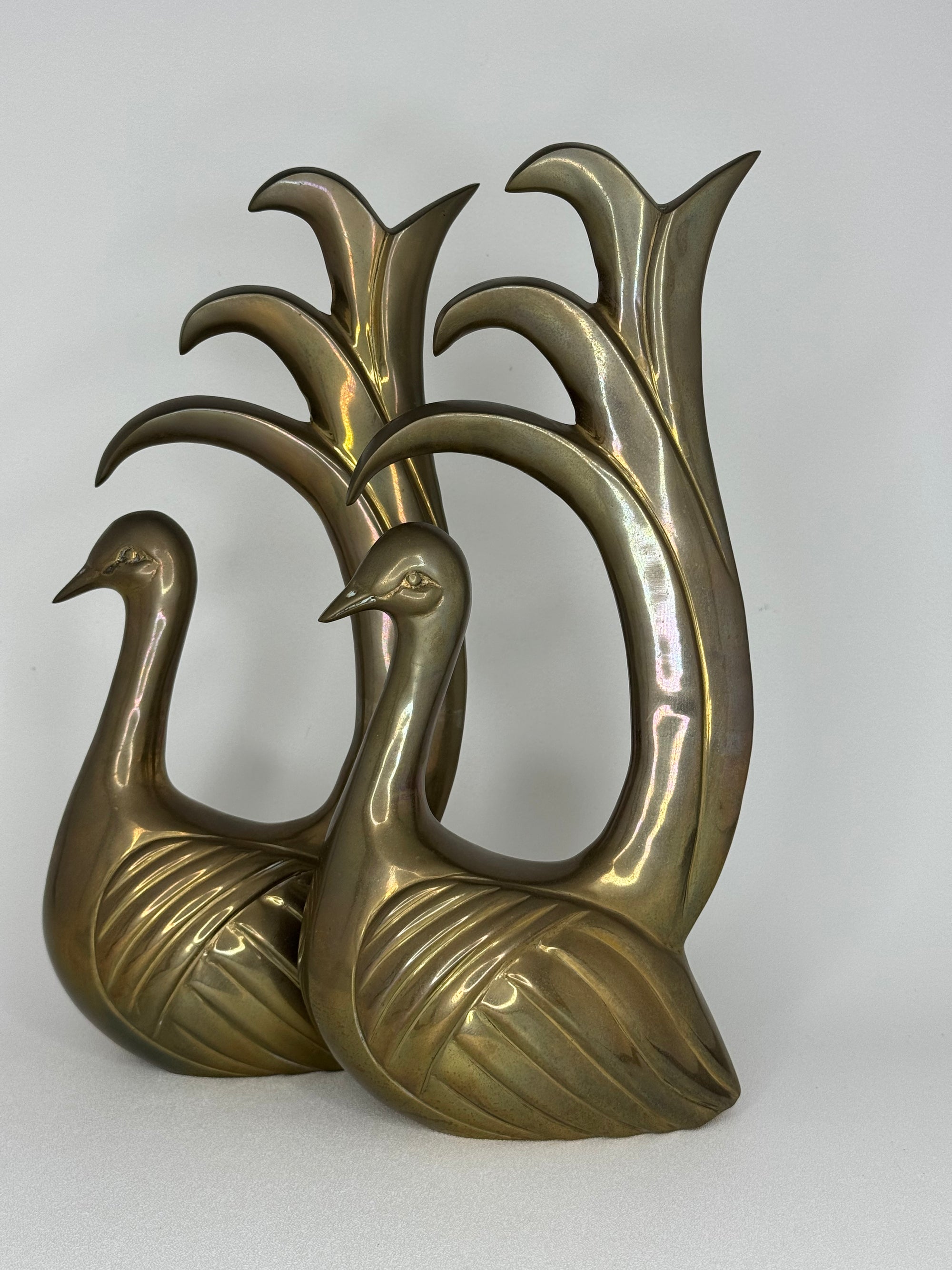 Vintage Brass Peacocks pair by Frederick Cooper