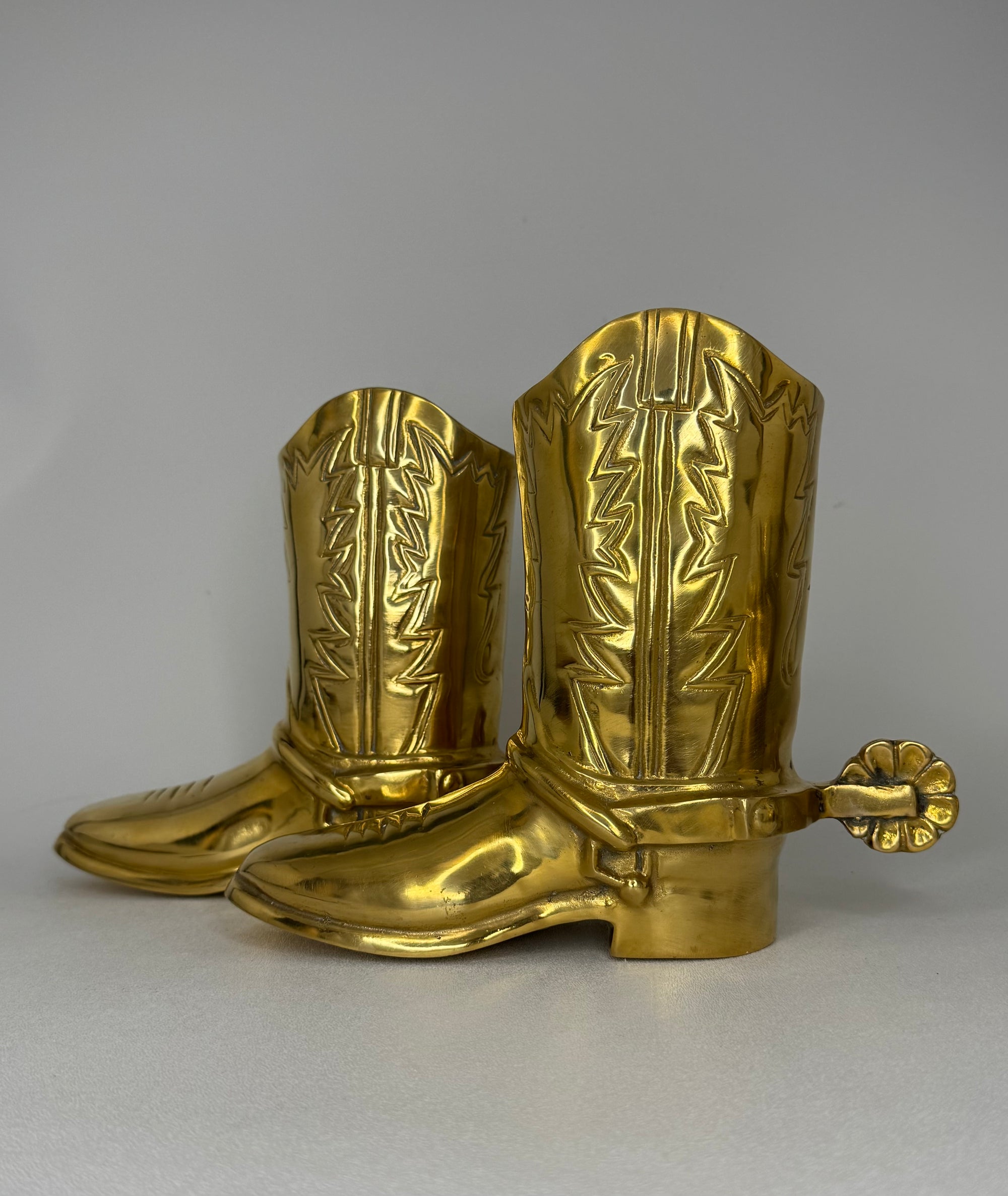 Vintage Brass Cowboy Boots