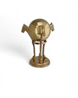 Vintage Brass Horsehead Stand with Gazing Ball