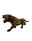 Vintage Brass Tiger Figurine – Mid-Century Modern Roaring Jungle Cat (15”)