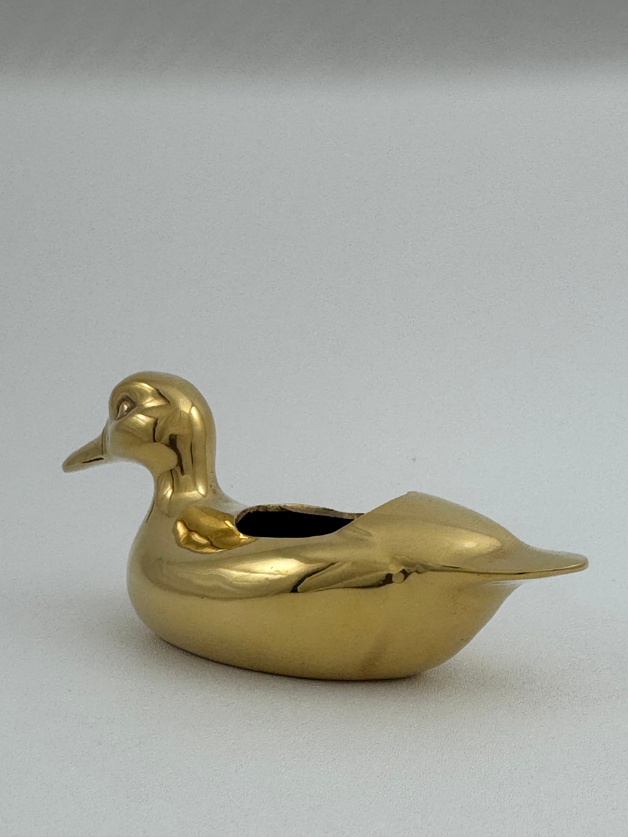 Vintage Brass Duck Stash Pot