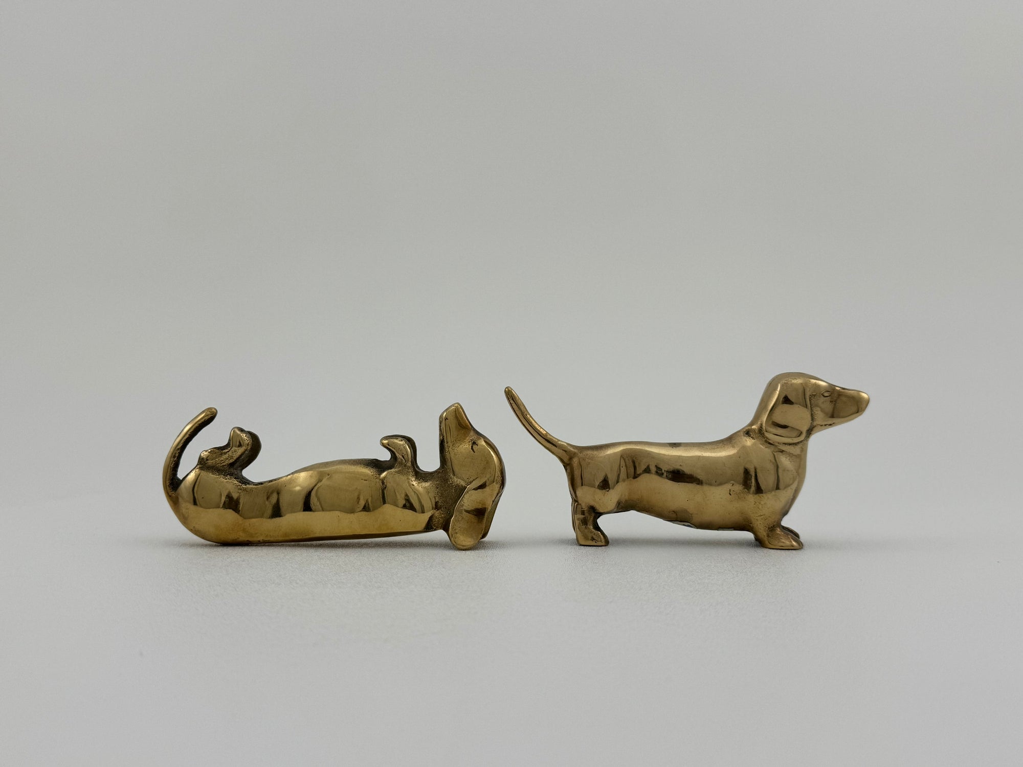 Vintage Brass Dachshund Dogs Affirmation/Note Holder-A Pair