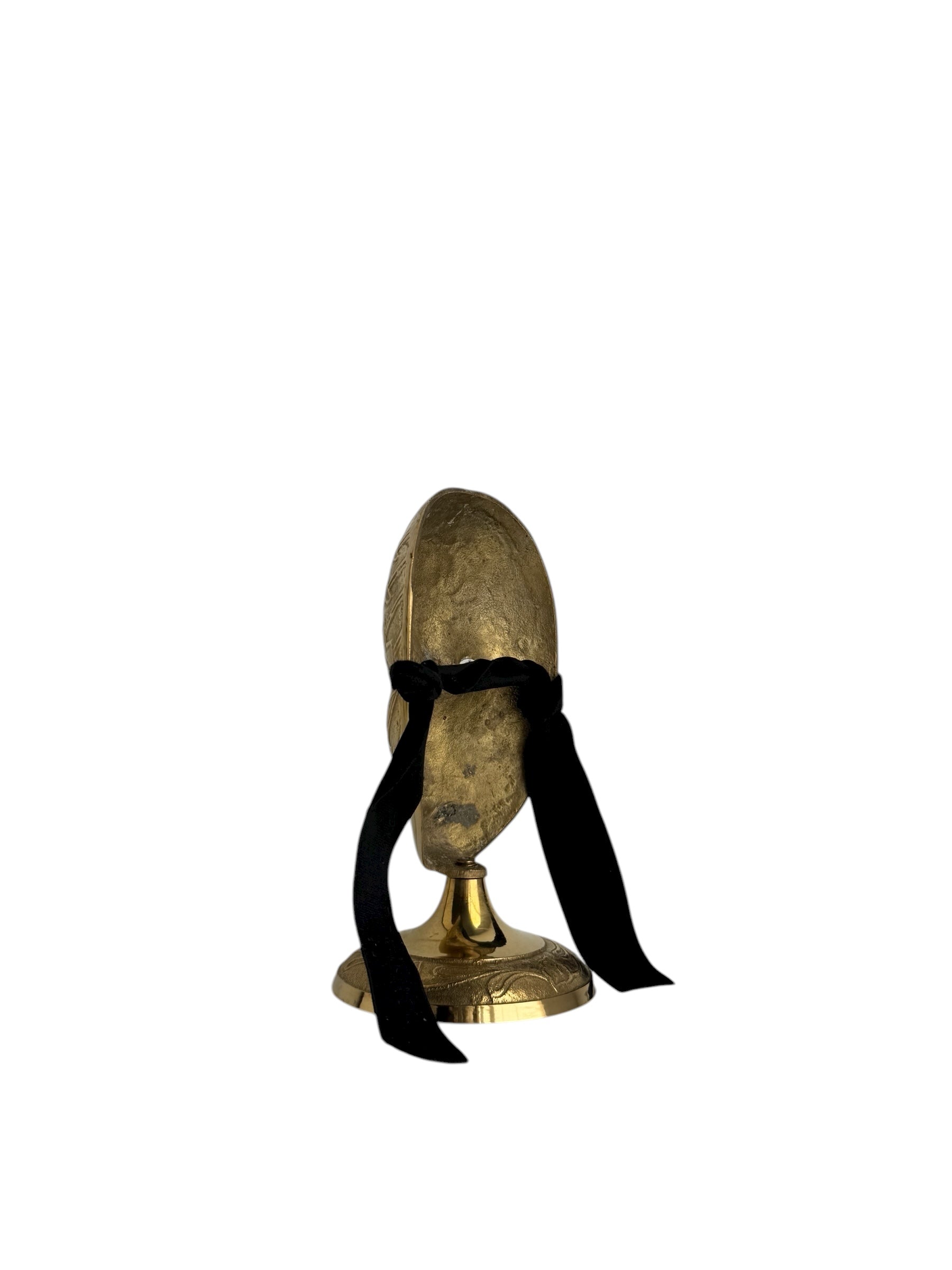 Vintage Brass Mask Sculpture on Stand