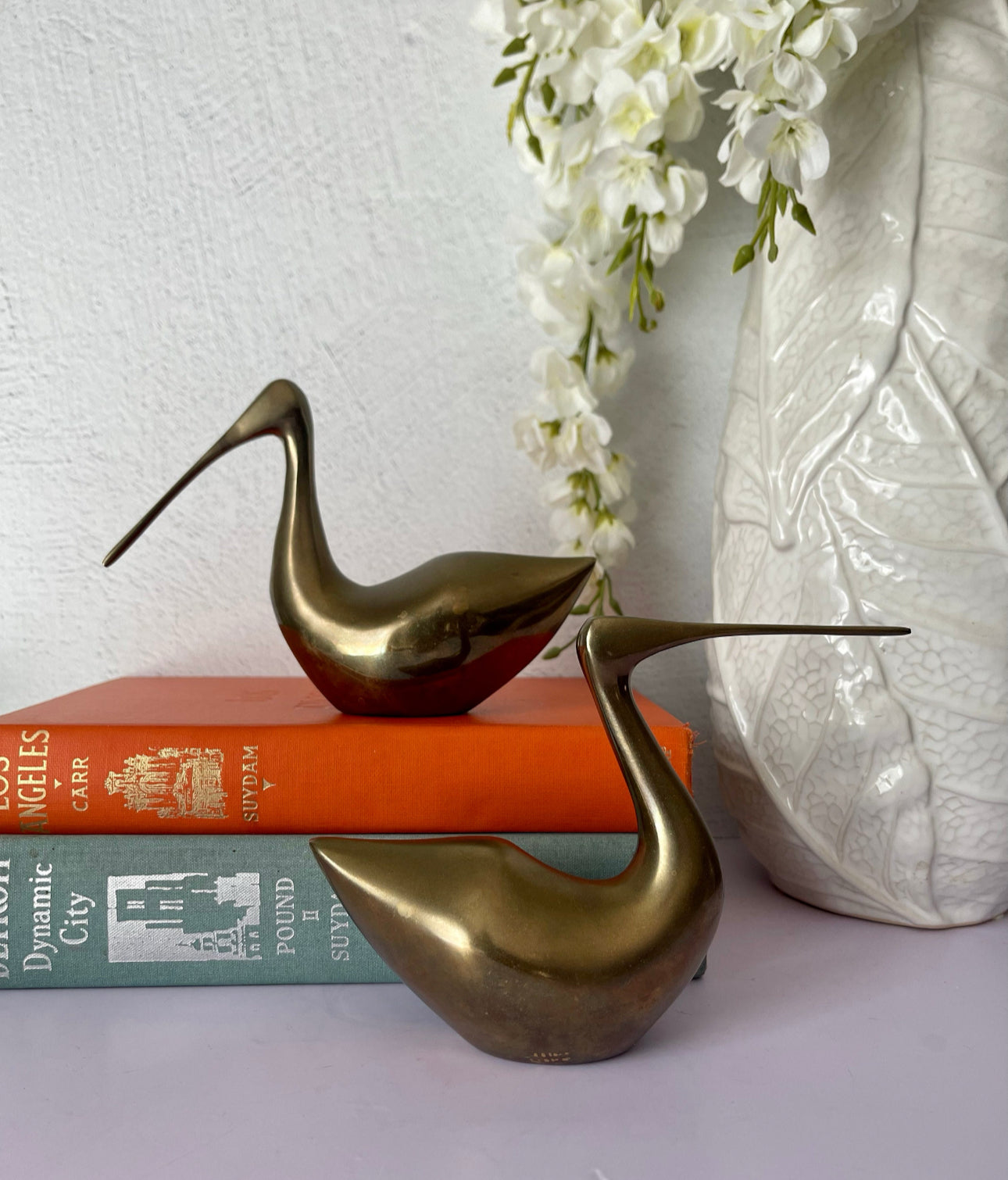 Vintage Brass MCM Sleek Beak Ducks- A Pair