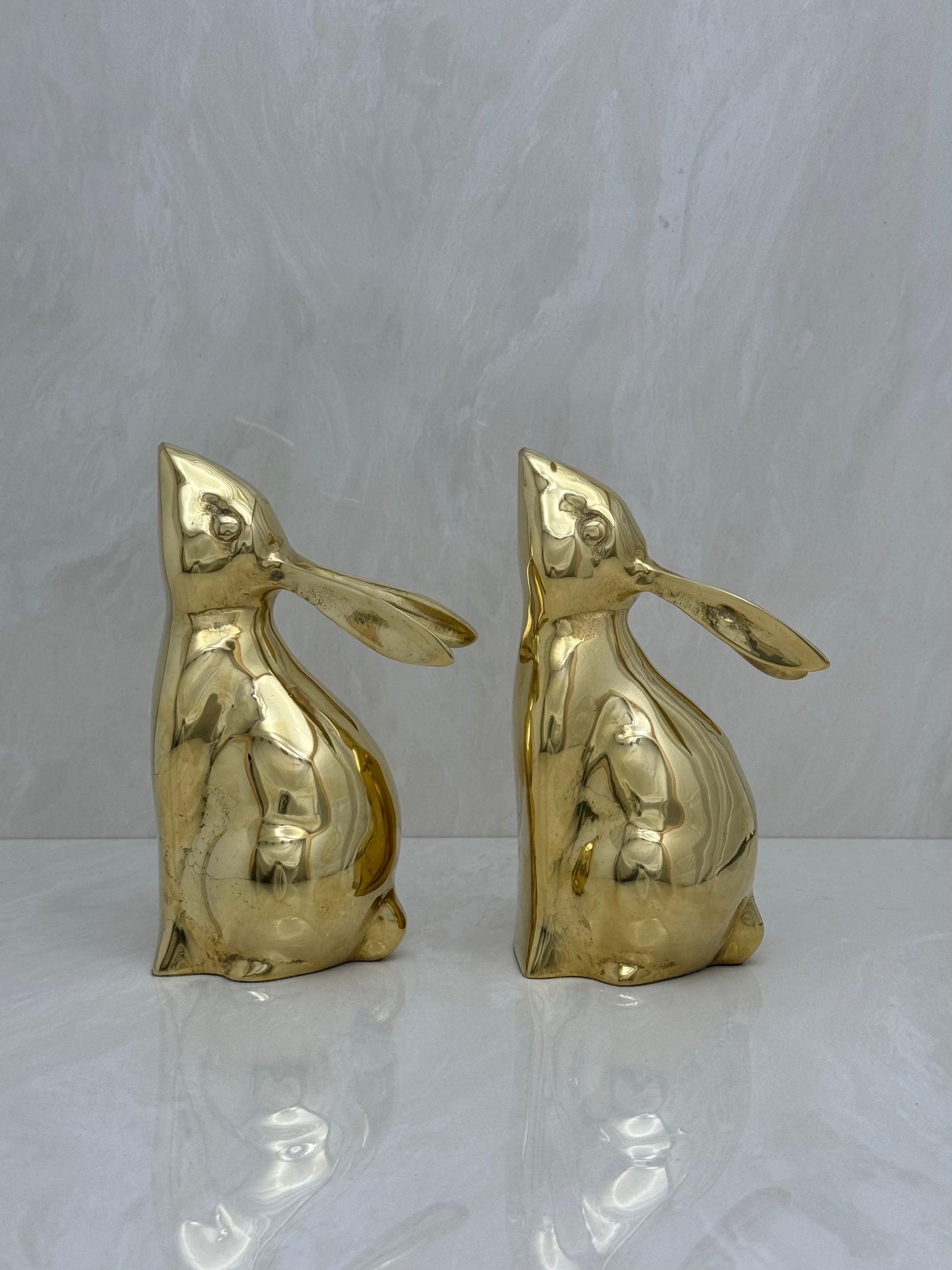 Vintage Brass Rabbit Bookends-A Pair