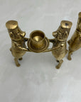 Vintage Bronze Pig Chef Candleholders-A Pair