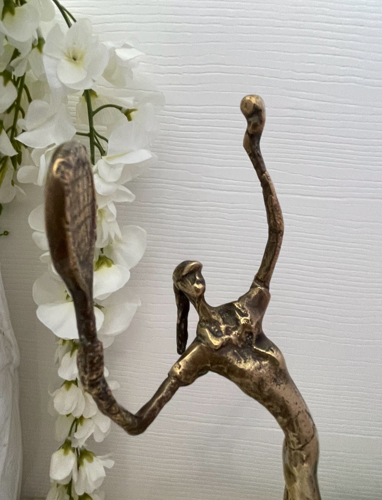 One-Foot Tall Brass Figurine of a Tennis Player