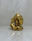 Vintage Brass Mama Bear and Cub on Rock
