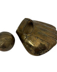 Vintage Brass Baseball Glove and Ball-A Two Piece Set