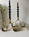 Vintage Brass Candlestick Holders with Scrollwork- A Pair