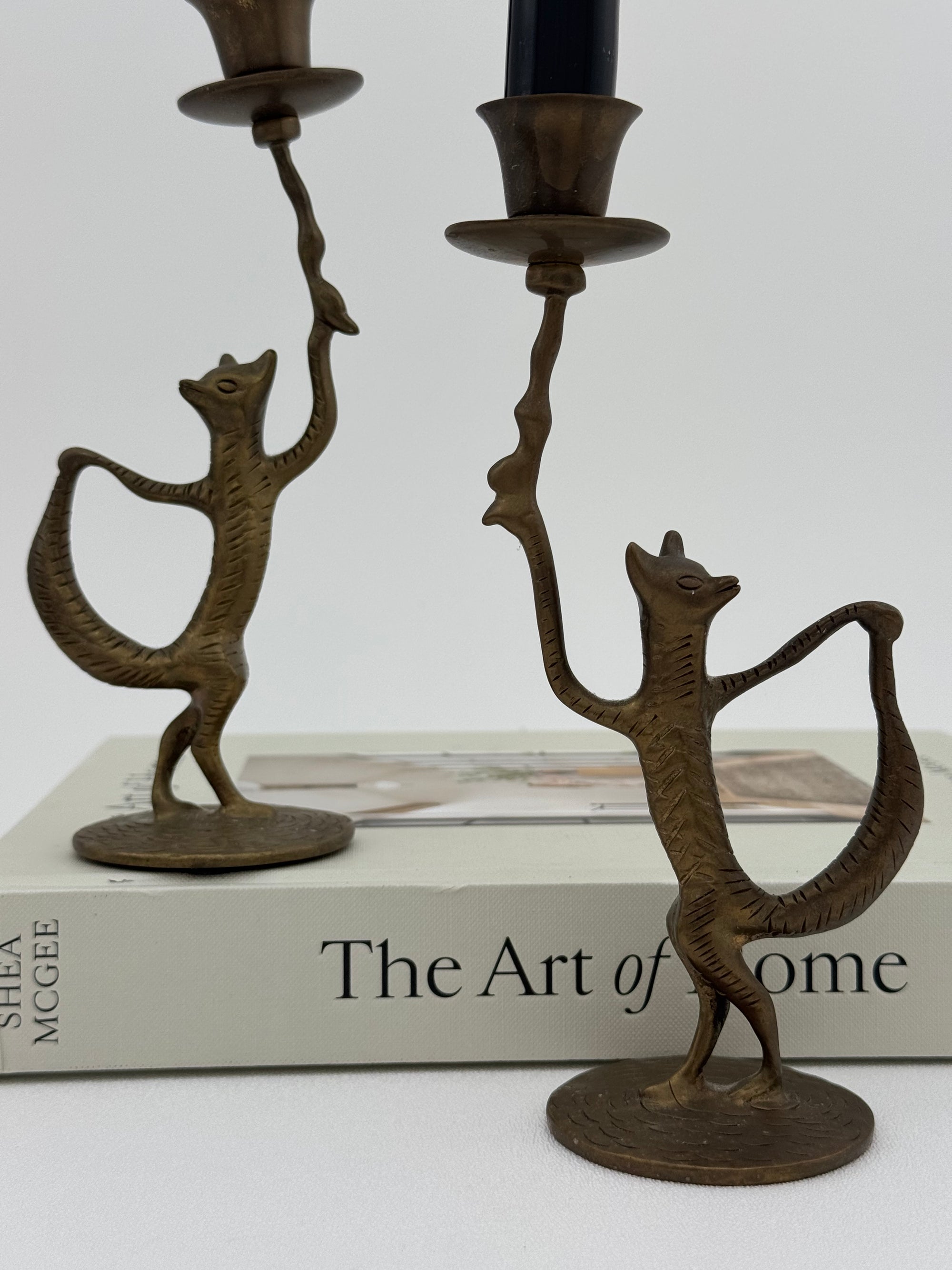 Dancing Fox Candleholders- A Pair