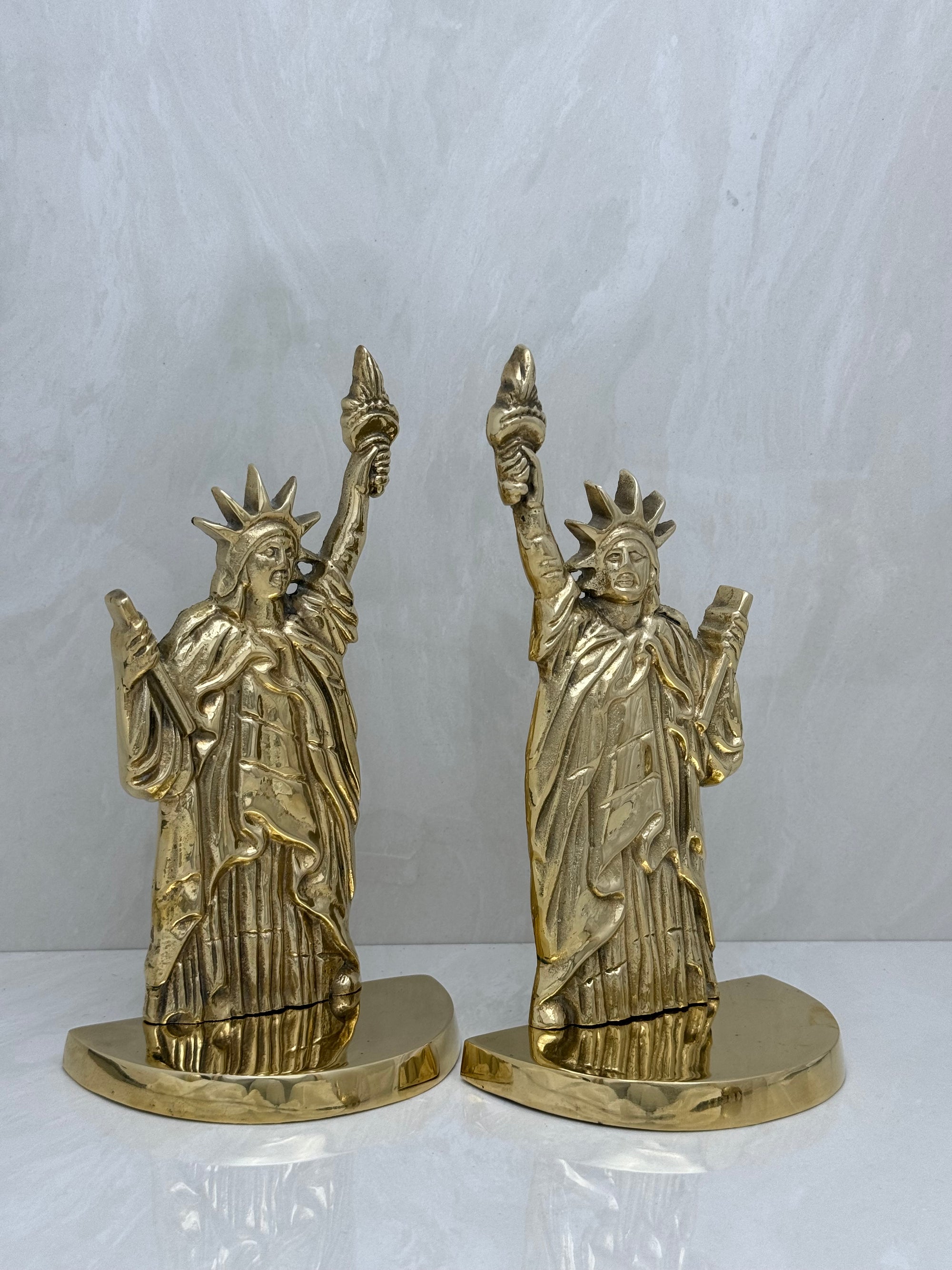 Vintage Brass Statue of Liberty Bookends- A Pair