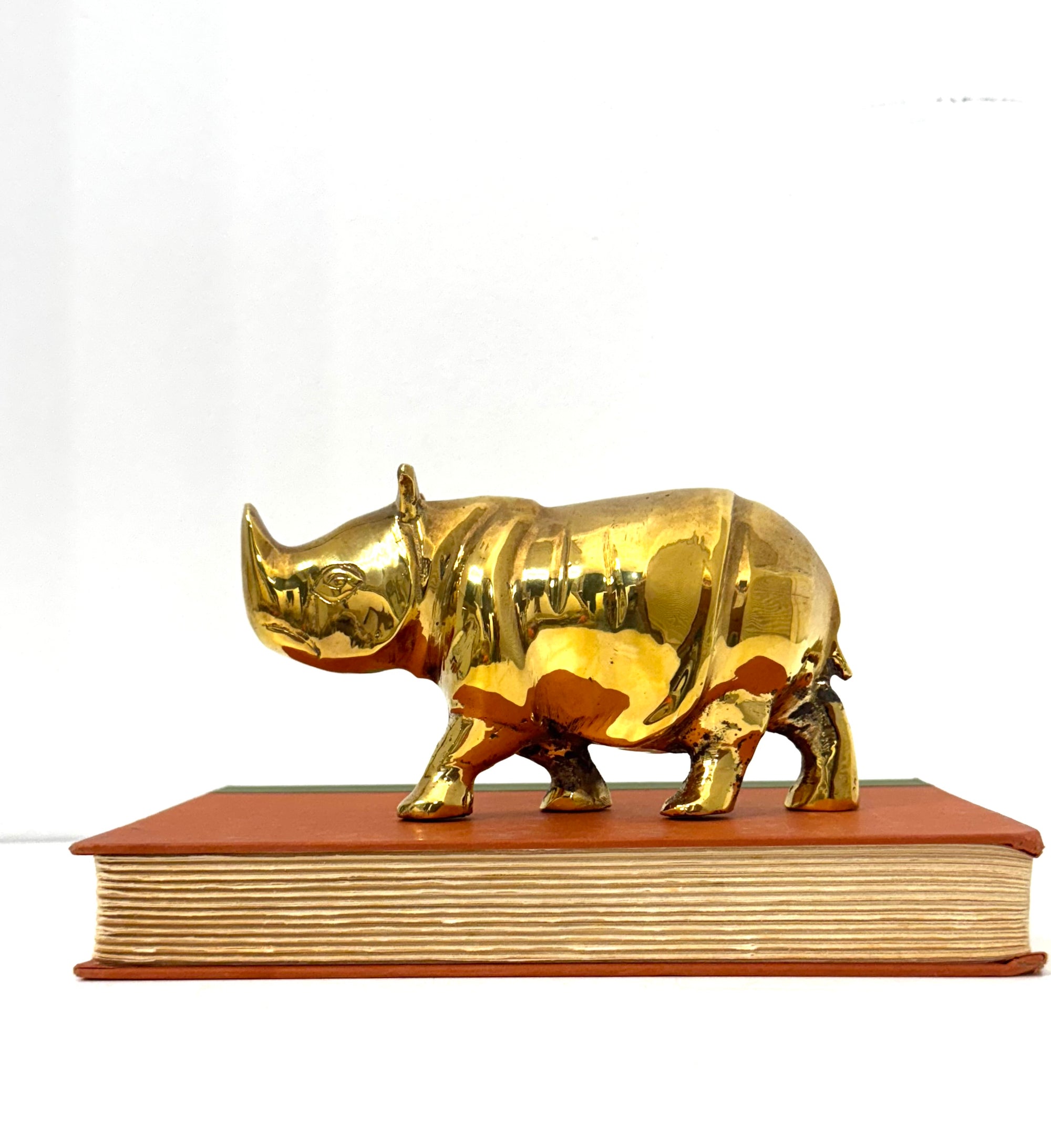vintage brass rhinoceros