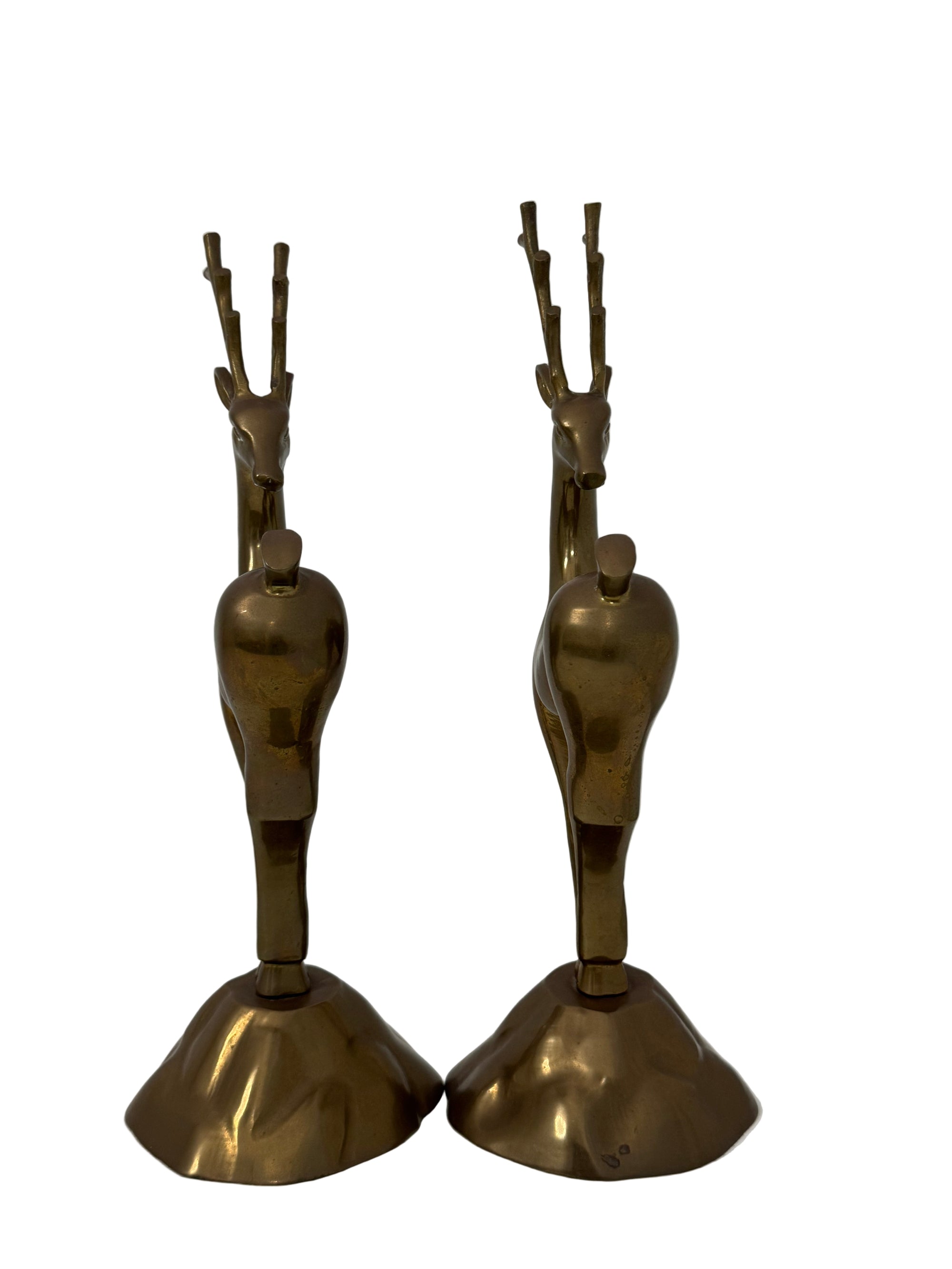 Vintage Brass Reindeer Sculptures – Pair