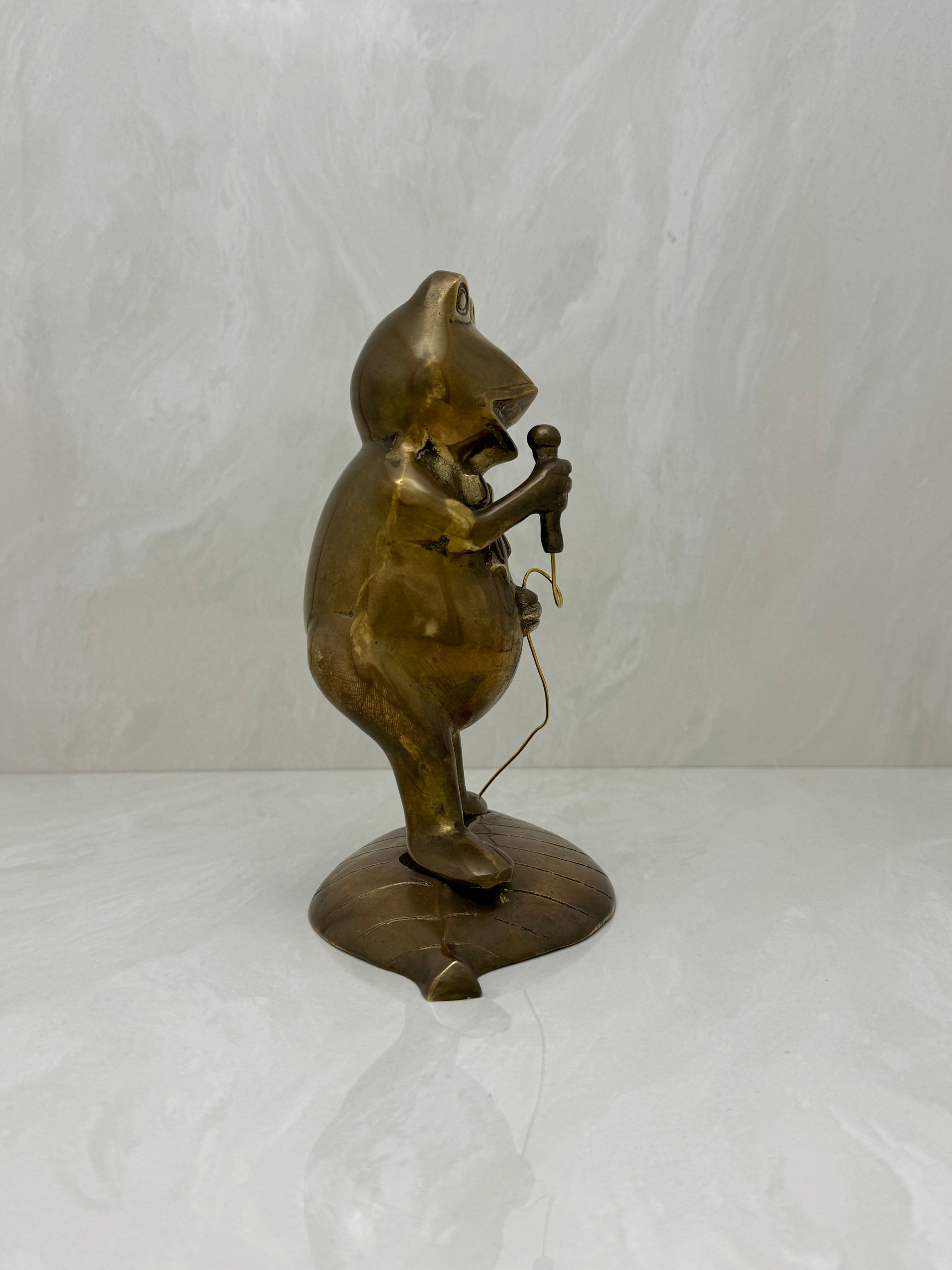 Vintage Brass Frog with Microphone