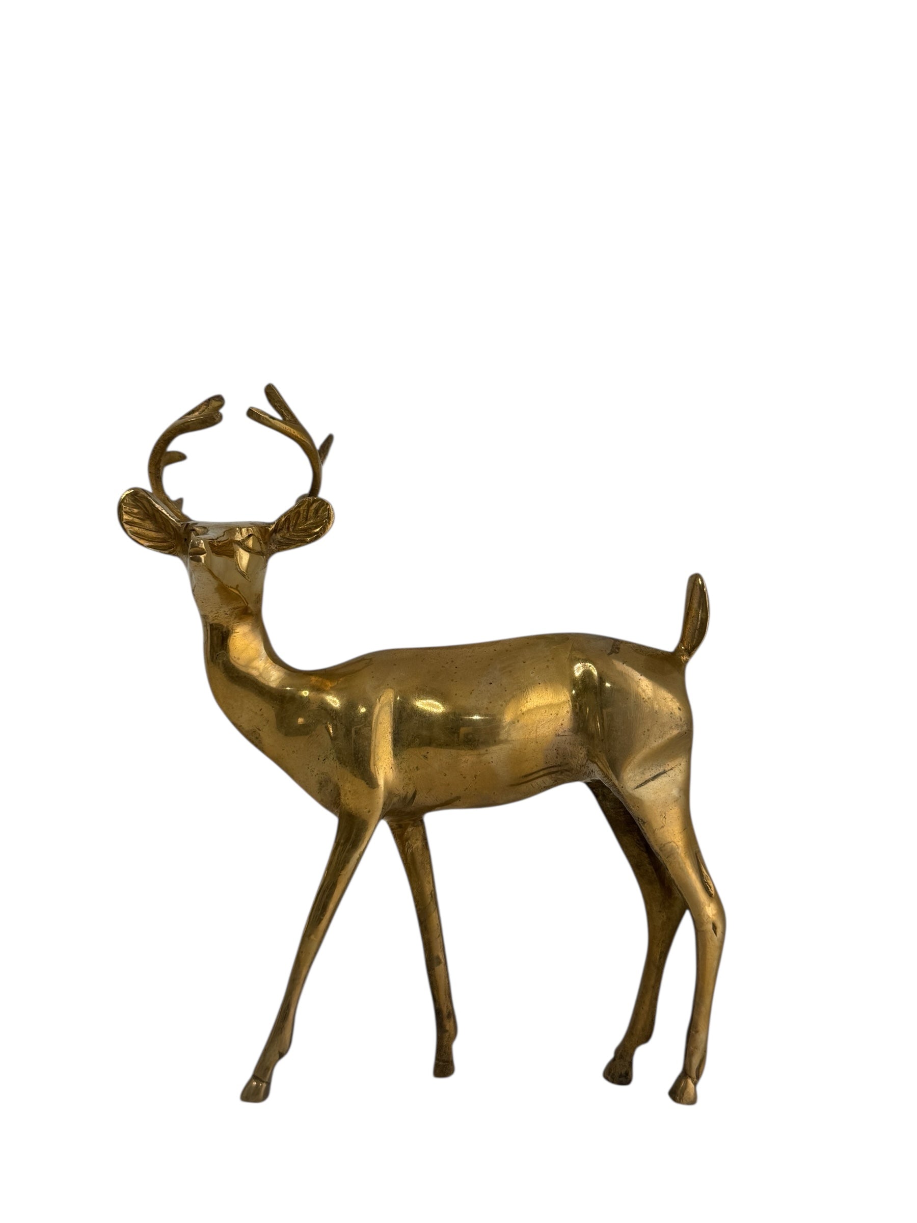 Vintage Brass Deer in a Gentle Gaze