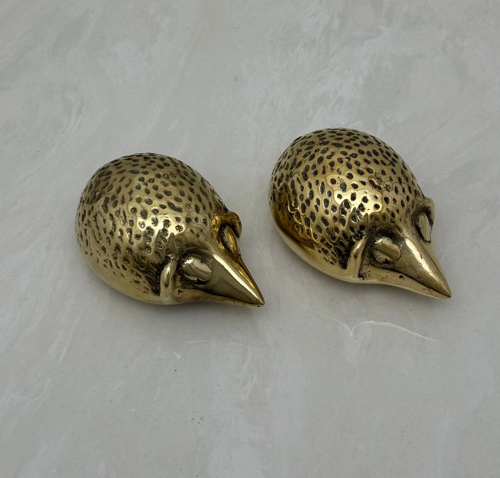 Small and Sleek Vintage Brass Hedgehogs- A Pair By Seiden