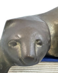 Vintage Brass Reclining Cat Shelf Sitter
