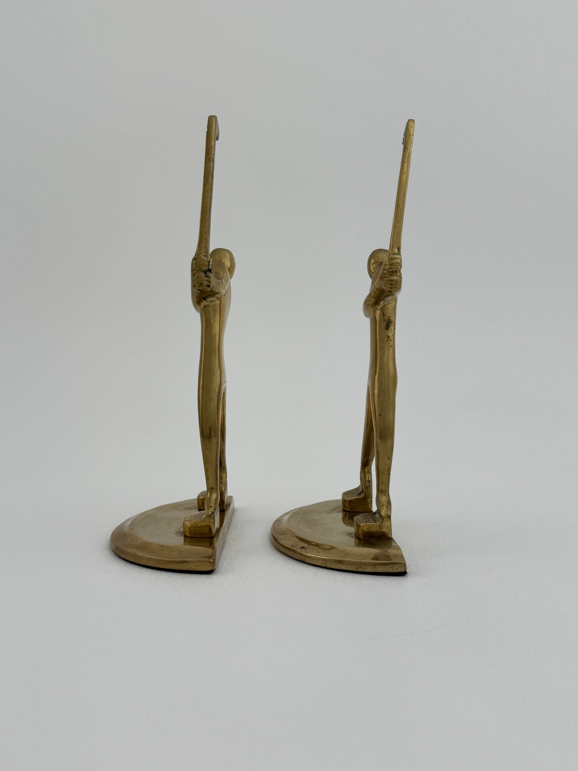 Vintage Brass Golf Bookends- A Pair By Enesco