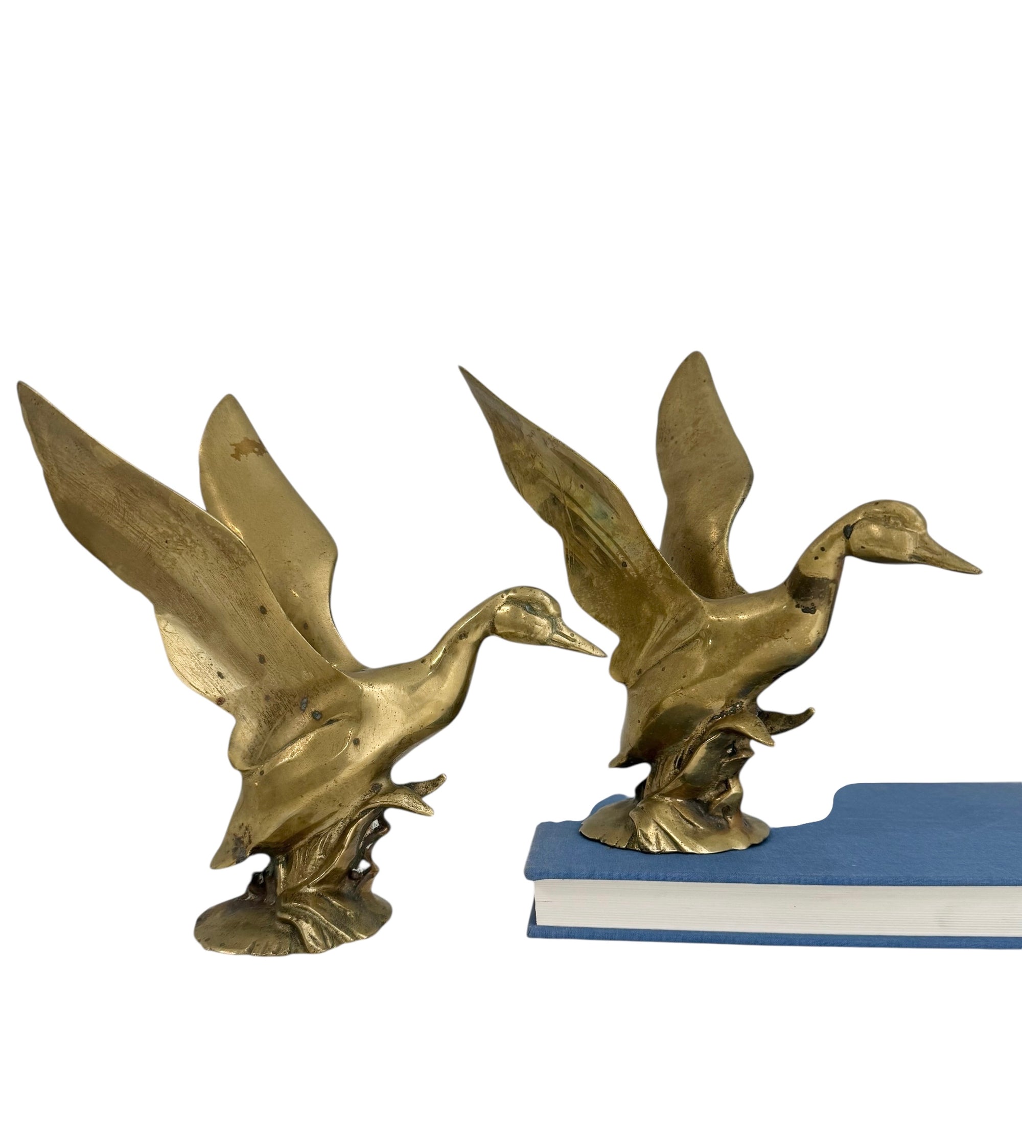 Vintage Brass Wings Up Bird Pair