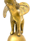 Vintage Brass Elephant on Ball | Mid-Century Circus Sculpture | 13+ inches tall