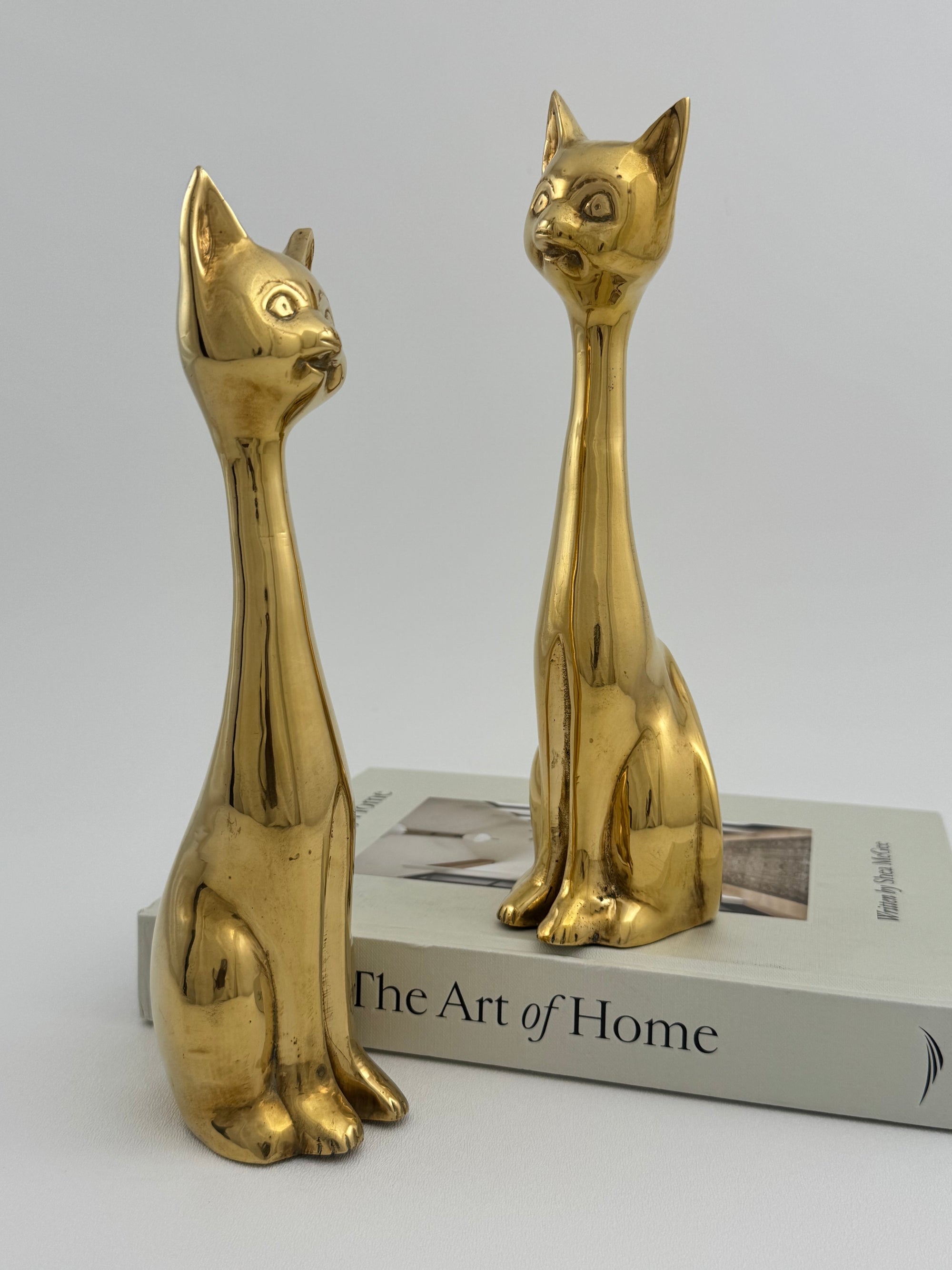 Slim MCM Vintage Brass Cats-A Pair