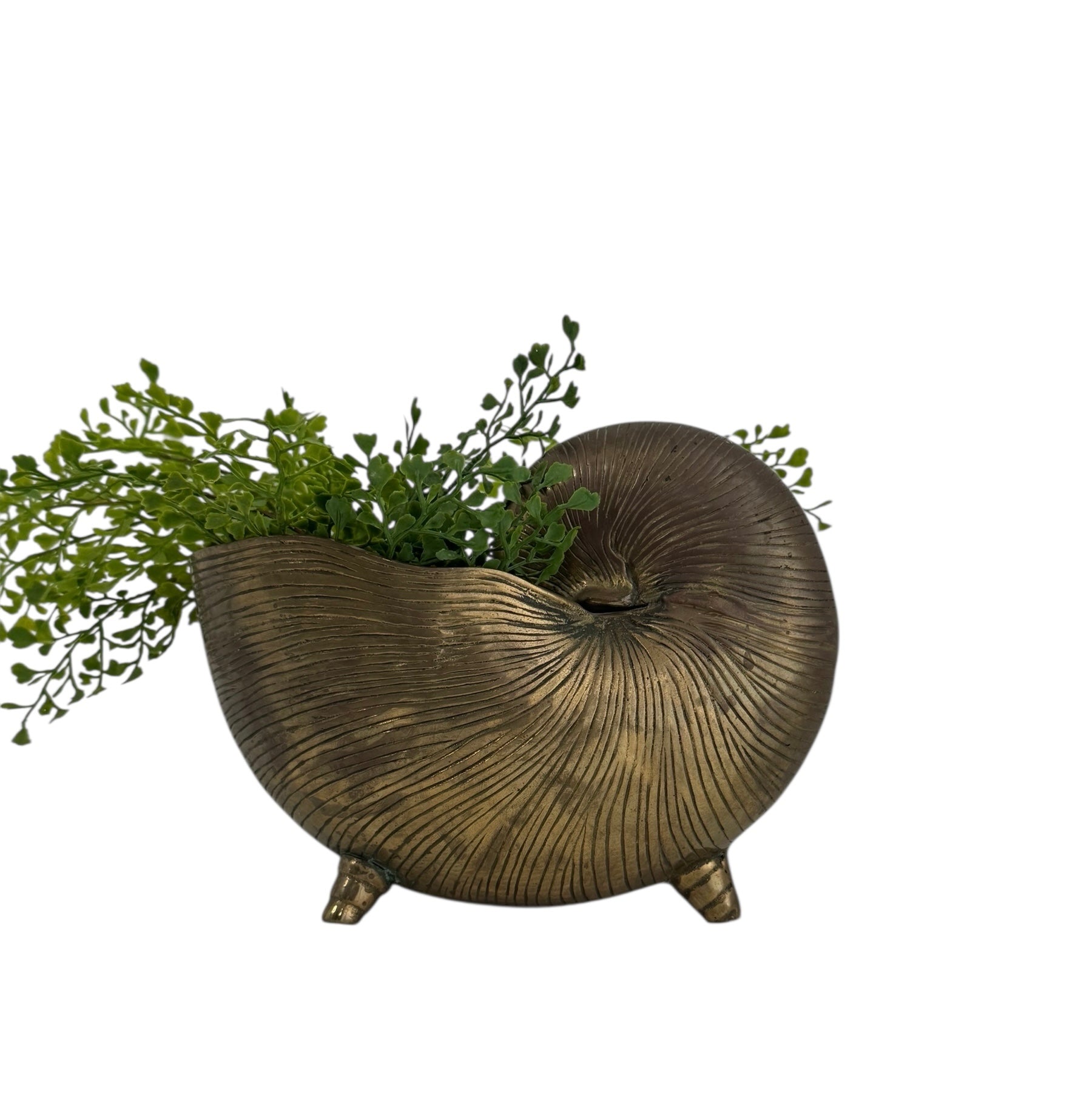 Vintage Brass Shell Stash Pot/Planter/Wine Holder